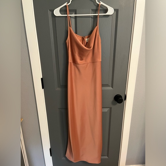 Rose Gold Cowl Neck Bridesmaid Dress - Picture 1 of 3
